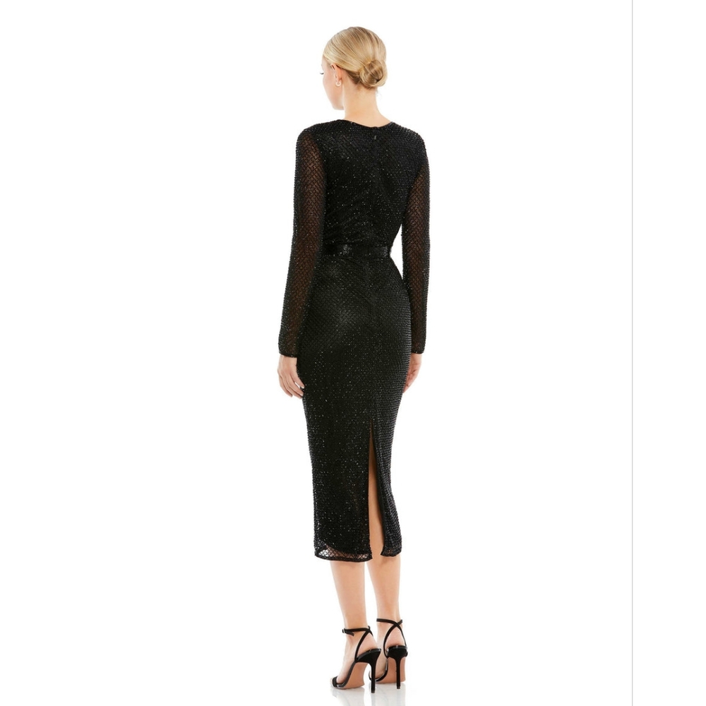 Mac Duggal Sparkling Black Midi Dress - Picture 2 of 9